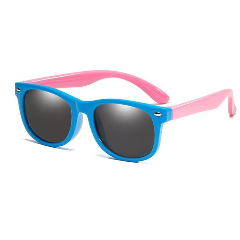 BERTONI Kids Sport Sunglasses - Polarized Lens Antiglare 100% UV Protection  - Unisex Children 4-10 years Sunglasses KID Italy (light blue/pink)