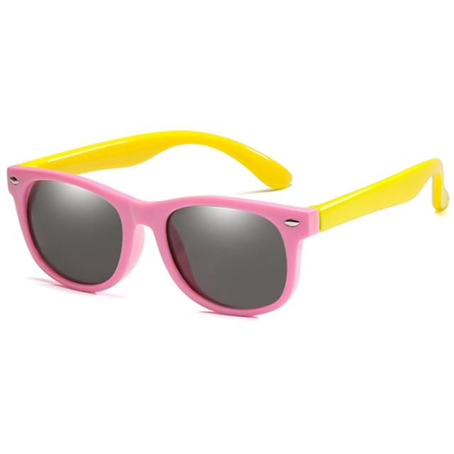 Cheerful Duo: Kids' Polarized Sunglasses in Pink & Yellow with